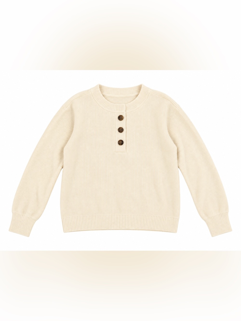 Cozy Crewneck Henley Sweater in Cream